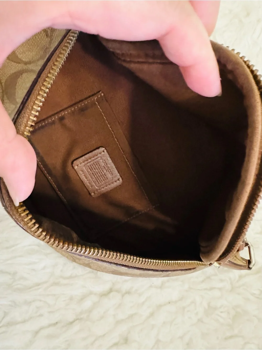 Coach Brown Signature Monogram Crossbody Belt Bag